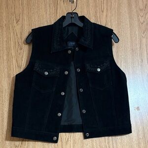 Agapo Leather Suede Elegant Black Women's Vest